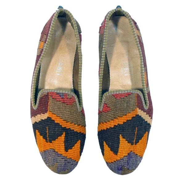 DITA EMMET Vintage Turkish Kilim Woven Men's Slippers 11.5/45 - Picture 1 of 8